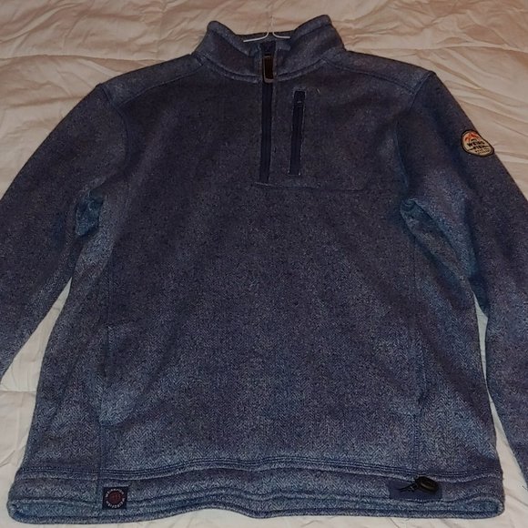 Weird Fish Sweatshirt Winter Warm Men's Size UK Small Blue tweed Henley 1/2 Zip - Picture 2 of 9